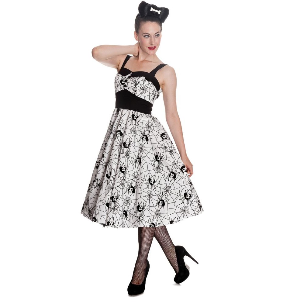 Hell Bunny Black Widow White and Black Dress